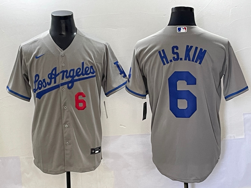 Men's Los Angeles Dodgers Hyeseong Kim #6 Gray Jersey